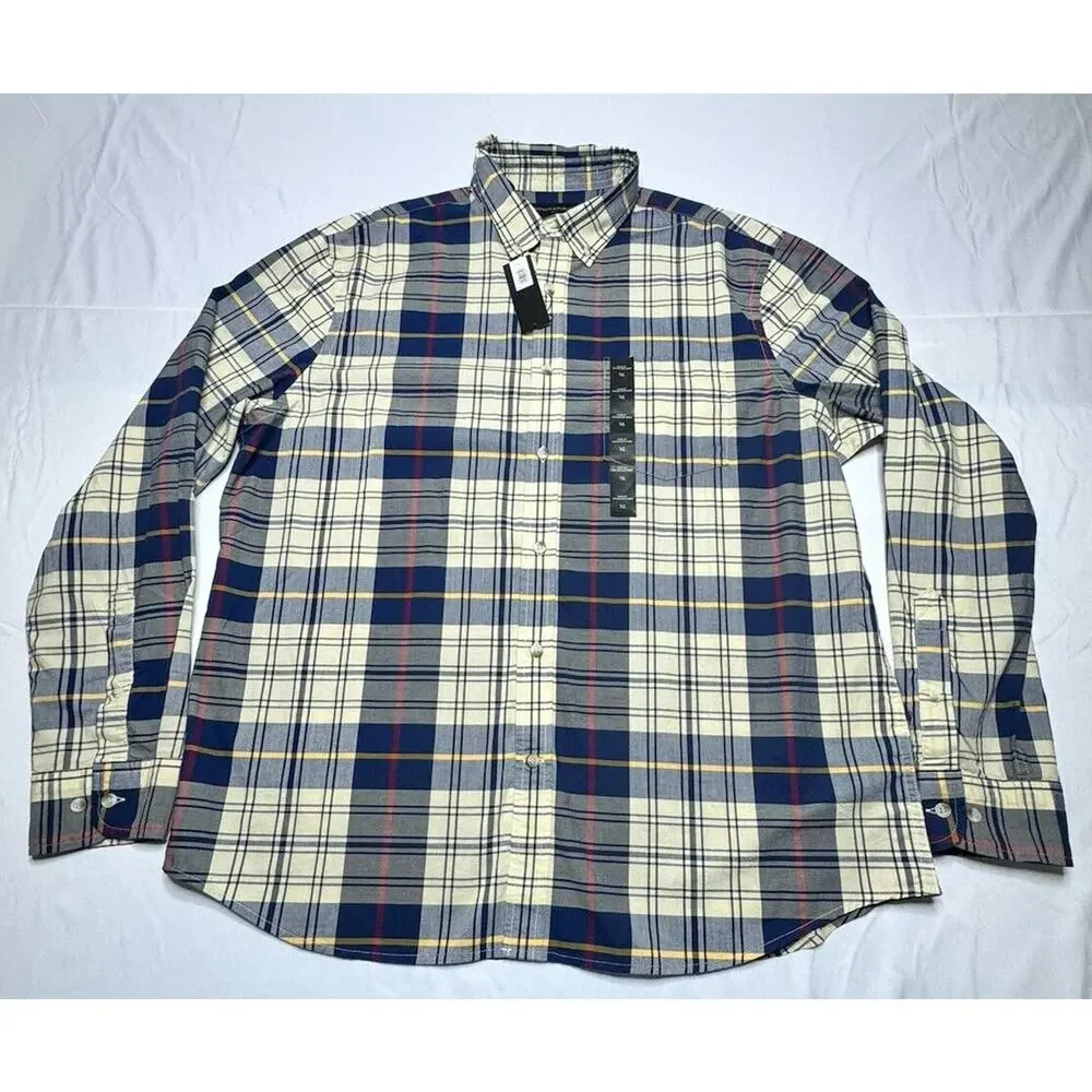 NWT Banana‎ Republic Men's Long Sleeve Blue Plaid Button Up Shirt - Size XL